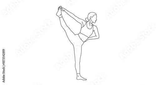 Woman Doing Yoga Pose Line Drawing.