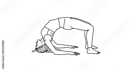 Woman Doing Yoga Bridge Pose Illustration.