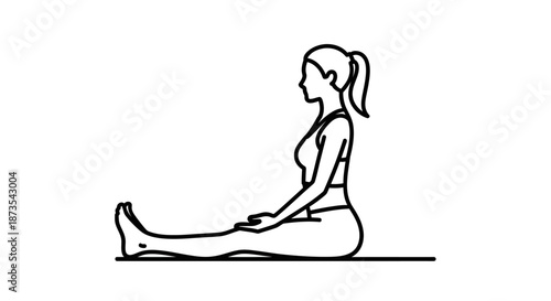 Woman Practicing Yoga in Simple Illustration.