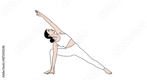 Woman Practicing Yoga in White Outfit.