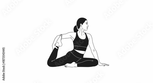 Woman Practicing Yoga Twist Pose Illustration.