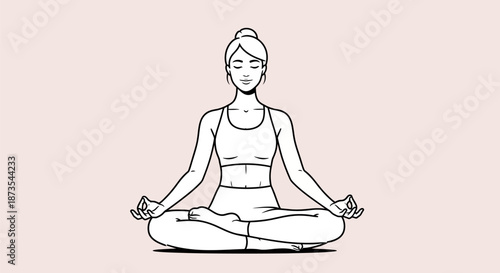 Woman Meditating in Lotus Position Illustration.
