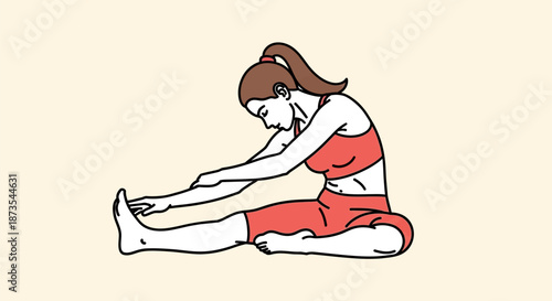 Woman Stretching in Seated Forward Bend Pose.