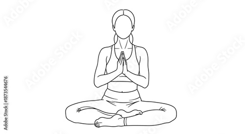 Woman Meditating in Lotus Position with Hands Together.