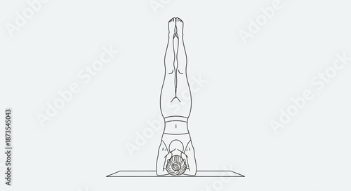Woman Practicing Yoga Headstand Pose Exercise.