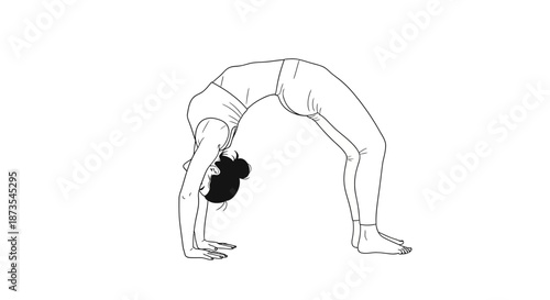 Woman Doing Backbend Yoga Exercise Illustration.