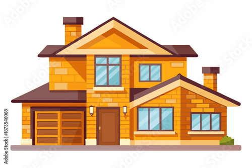 Vector illustration of exclusive modern detached house architectural project