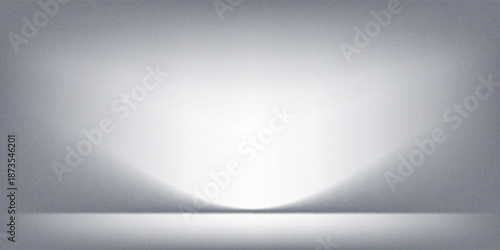 White grey studio room. Limbo light background. Abstract 3d gradient backdrop for product presentation. Minimal wall scene spotlight. Showcase, promotion display.