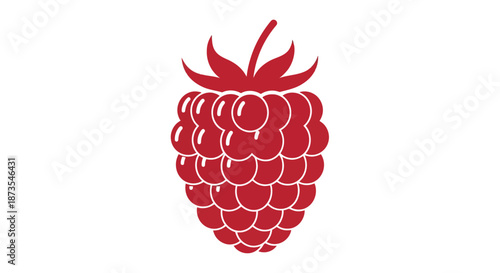 A vibrant red raspberry graphic illustration with white outlines on a plain white background perfect for food and drink concepts with fruit with healthy