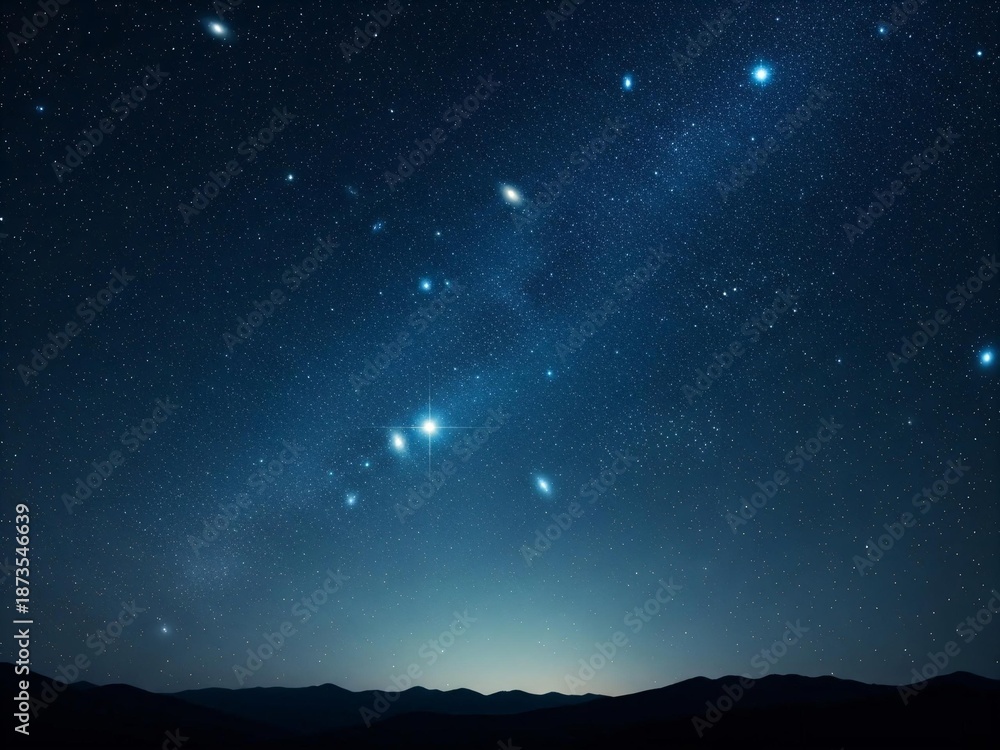 Fototapeta premium Stunning starry night sky over mountain range at dusk