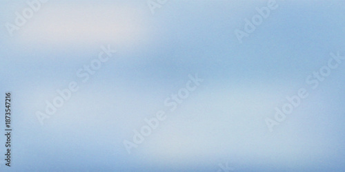 A soft, grainy gradient transitions from a bright white at the top to a light blue at the bottom, creating a serene and airy background.
