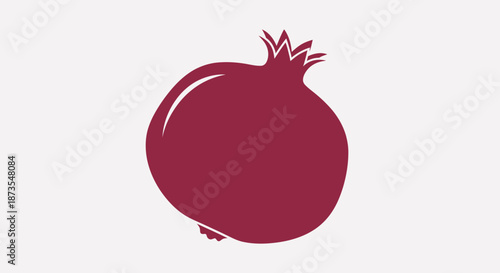 A vibrant stylized illustration of a single pomegranate with glossy appearance crowned with leafy calyx set against a clean white background symbolizing health