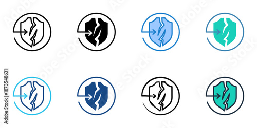 Security Breach icons set multiple style collection. Editable stroke 
