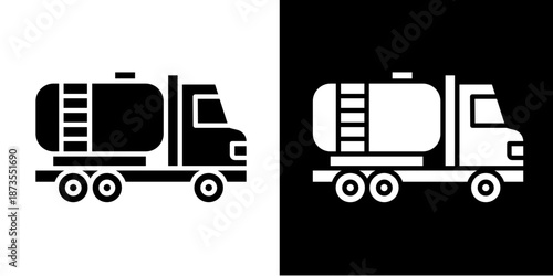 Oil Truck  Icon Set White Style Collection