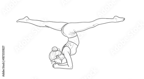 Woman Doing Handstand Yoga Exercise Pose Page.