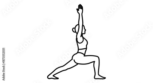 Woman Practicing Yoga Warrior Pose Outdoors.