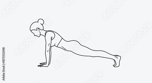 Woman Doing Push Up Exercise Illustration.