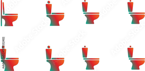 Colorful toilet in a grid pattern