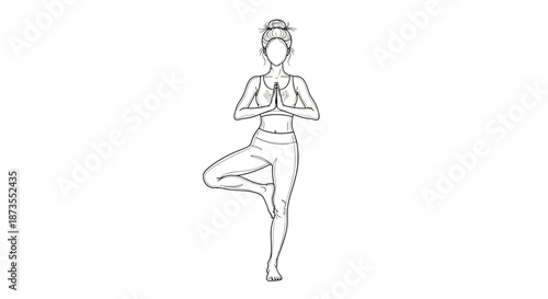 Woman Pract Page Tree Pose Yoga Meditation.