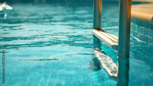 Rippling Water by Pool Steps.