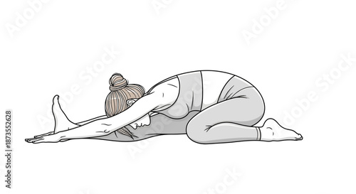 Woman Practicing Yoga Pose on Floor.