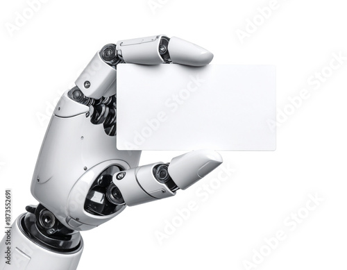 Robot hand holding paper isolated on transparent background isolated on transparent background