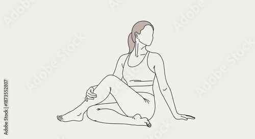 Woman Sitting on Floor in Yoga Pose.