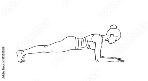Woman Doing Plank Exercise Fitness Illustration.
