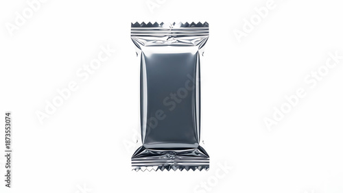 Silver foil wrapper for snack bar or candy isolated on white background packaging