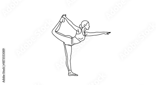 Woman Doing Yoga Natarajasana Pose Illustration.