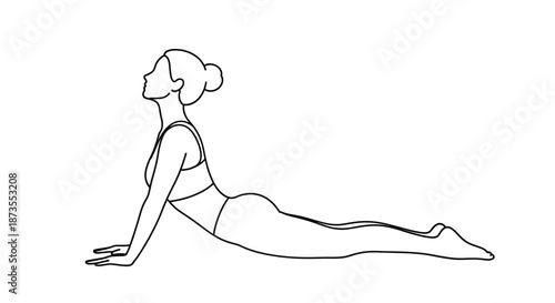 Woman Doing Cobra Yoga Pose Illustration.