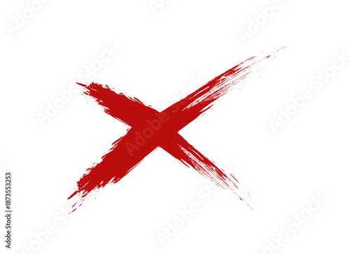 筆で描いた赤色のバツ印のイラスト素材