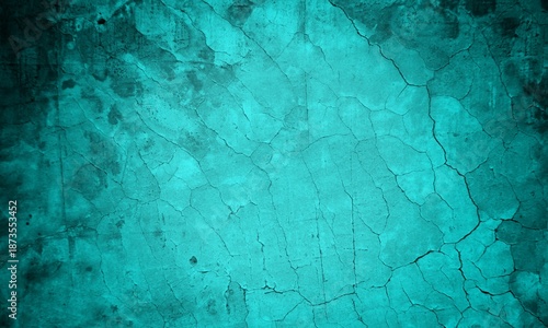 A vivid teal cracked surface texture suitable as a neutral background for graphic design, photography backdrops, or websites. The distressed