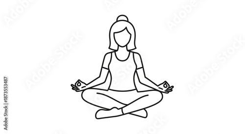 Woman Meditating in Lotus Position Illustration.