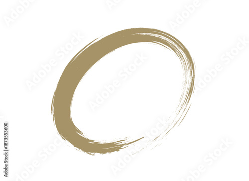 筆で描いた金色の丸印のイラスト素材