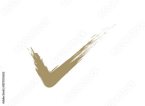 筆で描いた金色のチェックマークのイラスト素材
