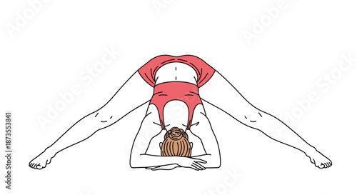 Woman Exercising in Prasarita Pose Yoga.
