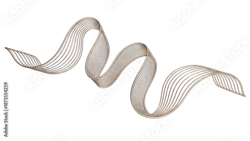 Wavy metal strip isolated on transparent background