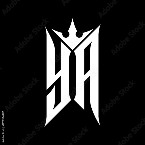 YA Elegant White Logo on Black Background