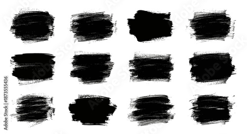 Collection of black brush strokes on white background.
