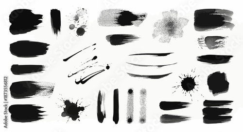 Collection of various black brush strokes.