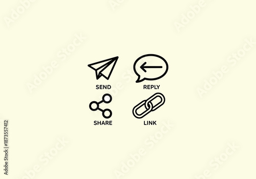 Vector Icon Concept Icons representing send, reply, share, and link functionalities.