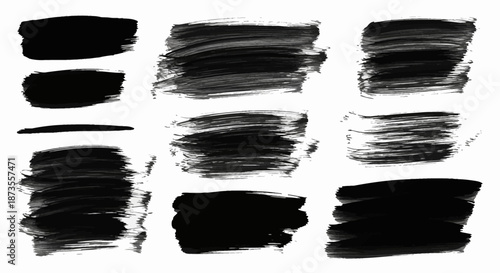 Collection of black brush strokes on white background.