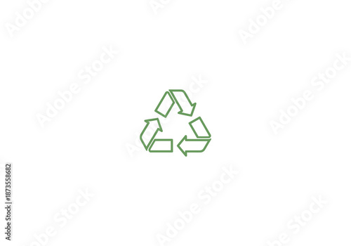 Vector Icon Concept Green outline recycling symbol with three arrows forming a continuous triangular loop.