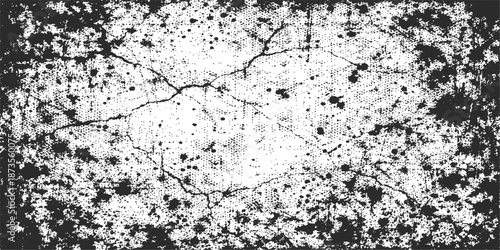 An abstract grunge background featuring a rough stone wall texture with gray concrete paint and antique paper patterns for a dirty vintage surface design