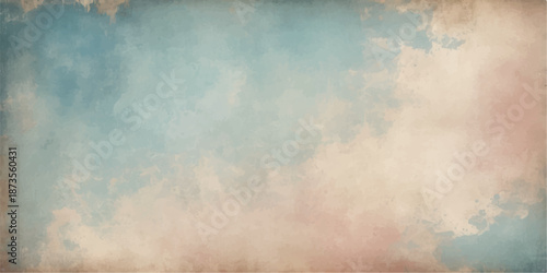 An abstract grunge water colour background on vintage brown parchment paper texture with an aged antique wall pattern and light artistic paint cloud design for a retro surface backdrop