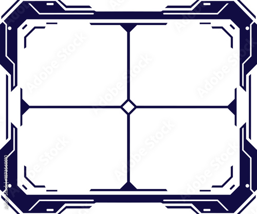 Futuristic tech border design with sleek lines and geometric shapes