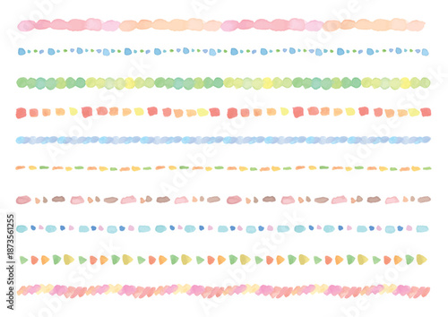 かわいい水彩手描きの飾りライン10点セット