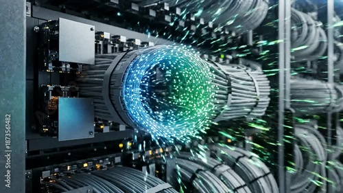 High-tech machinery with sparks and glowing energy in a dynamic setting