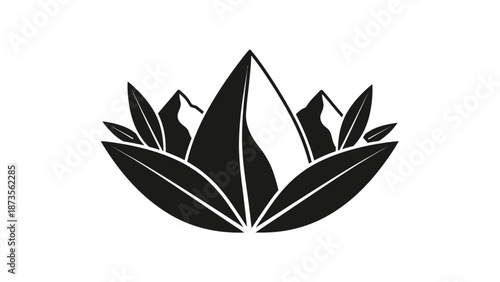 Abstract Leaves and Mountains Illustration